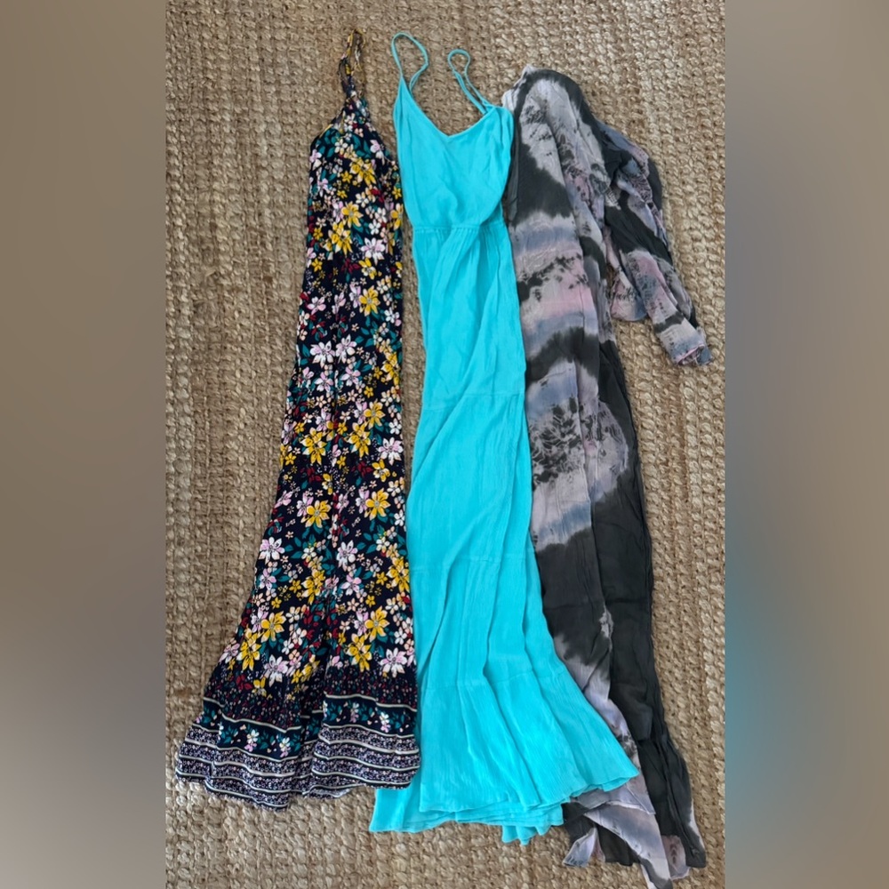 Hippy Floral, Turquoise, and Tie-Dye Maxi Dresses bundle